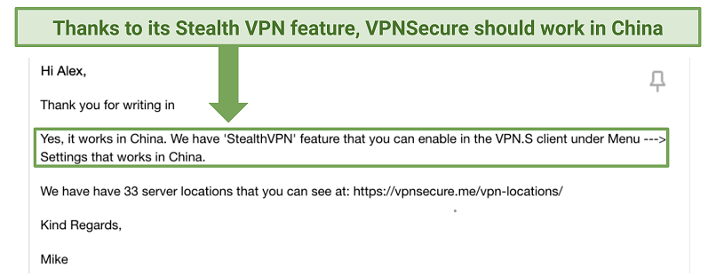 Does VPNSecure Work in China? Yes
