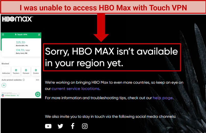 Blocked By: Netflix, BBC iPlayer, Hulu, HBO Max, Amazon Prime Video, and ESPN