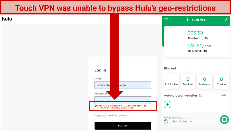 Blocked By: Netflix, BBC iPlayer, Hulu, HBO Max, Amazon Prime Video, and ESPN