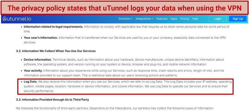Does utunnel.io Keep Logs? Yes