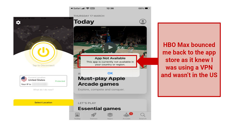 Blocked by: Netflix, Hulu, HBO Max, and Disney+