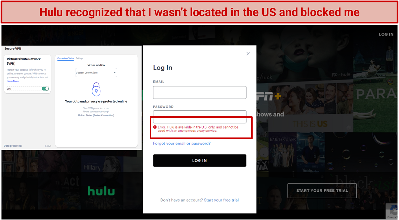 Blocked by: Hulu, BBC iPlayer, Amazon Prime Video, Disney+